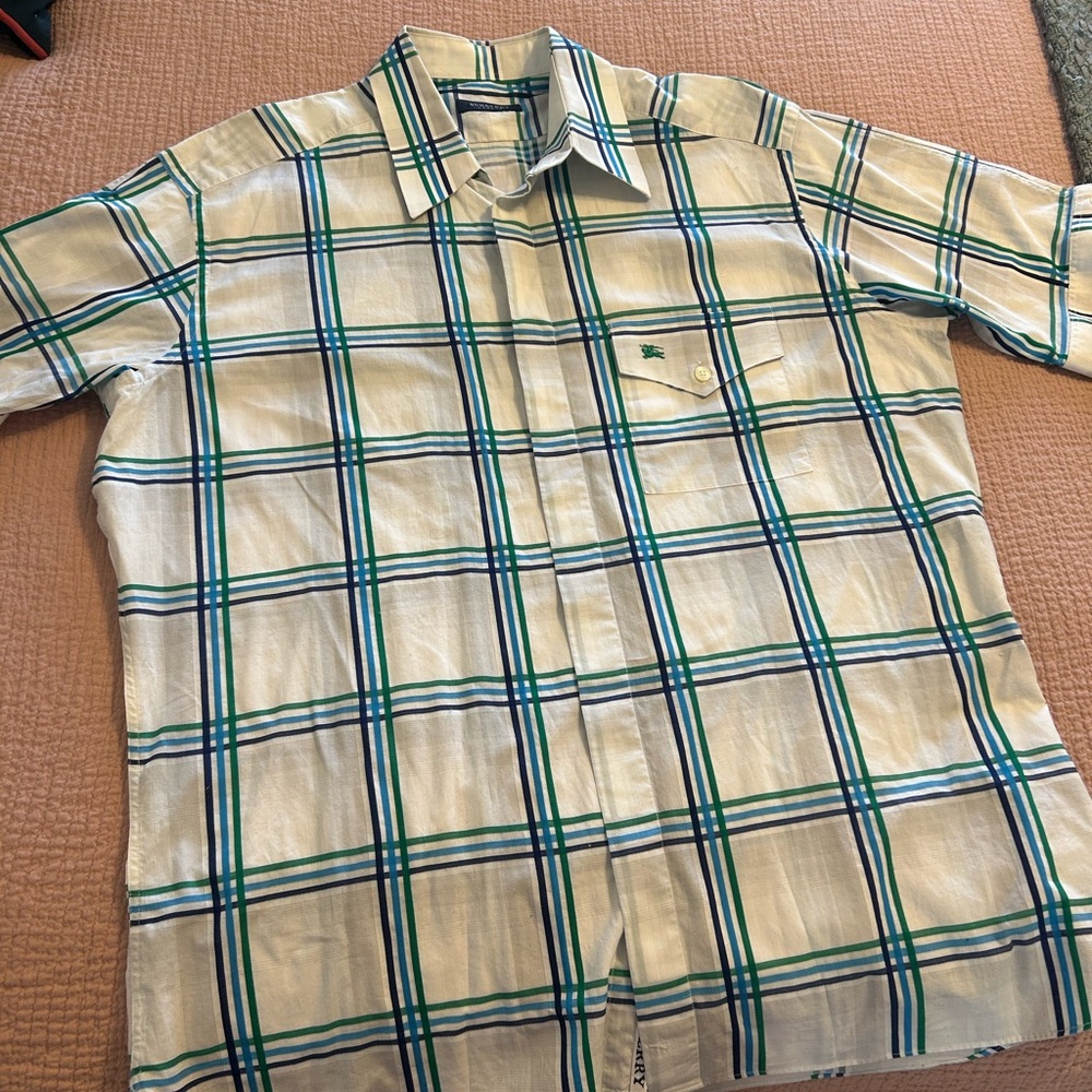 Men's Green and Blue Plaid Shirt